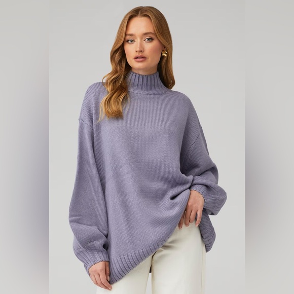 WeWoreWhat Sweaters - WeWoreWhat Oversized Lavender/Blue Mockneck Sweater
